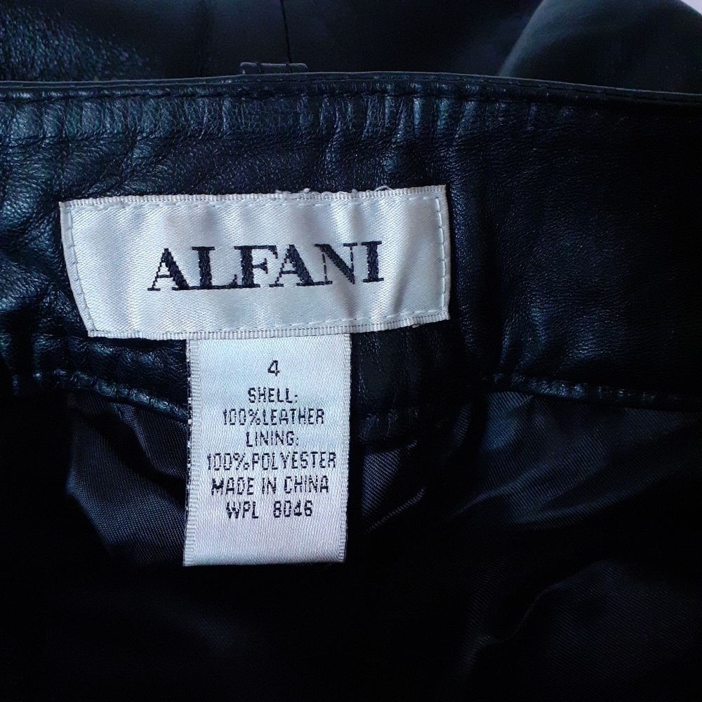 Alfani black leather y2k vintage high waisted straight leg trousers pants - Picture 8 of 11